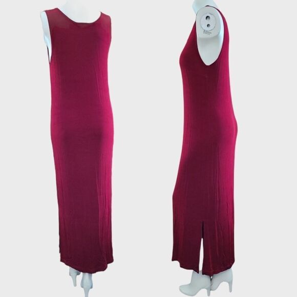 Cactus Flower Tank Bodycon Maxi Maroon Medium - Picture 2 of 3